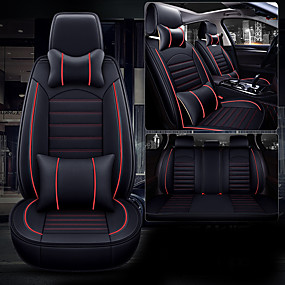 billige Bil nakkestøtter Taljepuder-Sædeovertræk til din bil Nakkestøtter og talje pude sæt Rød / Beige / Kaffe Læder Forretning Til Universel