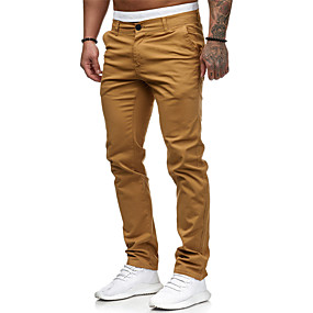 baratos Até 90% OFF-Homens Básico Algodão Jogger Chinos Calças - Sólido Clássico Branco Preto Vermelho M / L / XL