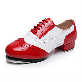 baratos Sapatos de Dança Infantis-Para Meninas Sapatos de Dança Couro Sintético Sapatilhas de Sapateado Salto Salto Grosso Personalizável Vermelh / Branco / Espetáculo / Ensaio / Prática