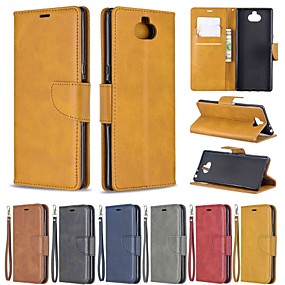 baratos Xperia XA2 Ultra-Capinha Para Sony Sony Xperia L3 / Sony Xperia 10 / Sony Xperia 10 Plus Carteira / Antichoque / Com Suporte Capa Proteção Completa Sólido Rígida PU Leather