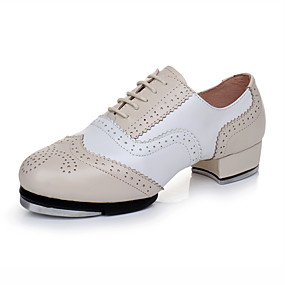 baratos Sapatos de Dança-Homens Sapatos de Dança Couro / Pele Sapatilhas de Sapateado Salto Salto Grosso Personalizável Nú / Espetáculo / Ensaio / Prática