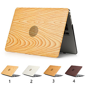 baratos Capinhas para MacBook Air 11"-Caso capa de grão de madeira para macbook pro air 11-15 caso do computador 2018 2017 2016 lançamento a1989 / a1706 / a1708 com tira de toque pvc casca dura
