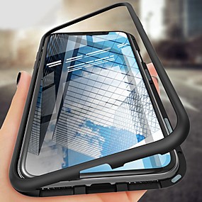 baratos iPhone 7-Capinha Para Apple iPhone XS / iPhone XR / iPhone XS Max Antichoque / Ultra-Fina / Magnética Capa Proteção Completa Sólido Rígida Vidro Temperado / Metal