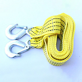 baratos Reboque-cintas de corda de reboque do carro com ganchos 3 toneladas 3 metros de alta resistência cabo de cabo de corda de reboque de emergência recuperação de pesados recuperação de acessórios amarelo