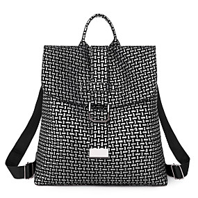 baratos Bolsas-Prova-de-Água PU Ziper mochila Côr Sólida Diário Preto / Prata / Outono &amp; inverno