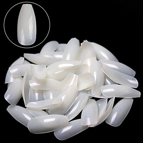 baratos Produtos para Unhas-600 pcs caixão unhas bailarina dicas de unhas falsas longa cobertura completa acrílico unhas postiças naturais unhas artificiais 10 tamanhos para unhas salões ou diy nail art em casa