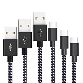 baratos Oneplus 6-Cabo tipo-c adaptador de cabo usb de nylon trançado / carga rápida de 1,0 m (3 pés) para samsung / huawei / lenovo