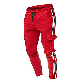 baratos Calças Masculinas-Homens Básico Chinos Calças Esportivas Calças - Multi-Côr Clássico Com Cordão Preto Vermelho Verde Tropa US32 / UK32 / EU40 / US34 / UK34 / EU42 / US38 / UK38 / EU46 / Elasticidade