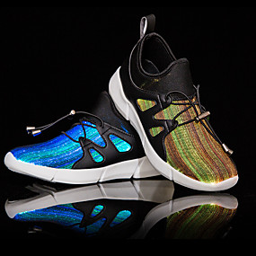 baratos Sapatos de Criança-Para Meninos Tênis com LED Couro Ecológico Tênis Big Kids (7 anos +) Lantejoulas / LED Branco / Preto Outono / Inverno / Borracha