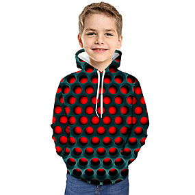 baratos Natal-Infantil Bébé Para Meninos Activo Básico Geométrica Estampado Estampa Colorida Estampado Manga Longa Moleton &amp; Blusa de Frio Vermelho