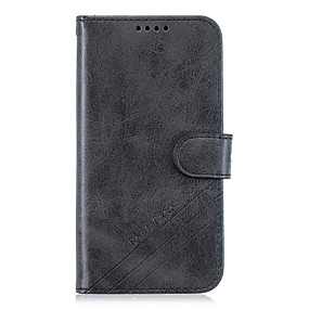 baratos K10 2018 / K11 / K30-Capinha Para LG / Motorola / OnePlus LG V50 / LG K30 / LG K10 2018 Carteira / Porta-Cartão / Com Suporte Capa Proteção Completa Sólido PU Leather