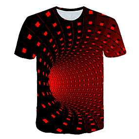 baratos Até 90% OFF-Homens Camiseta Básico / Moda de Rua Estampado, Geométrica / Estampa Colorida / 3D Preto