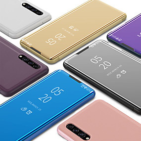baratos Capinhas /Cases para Samsung-Luxo inteligente visão clara espelho flip stand phone case para samsung galaxy a10 a20 a20e a30 a40 a50 a70 a90 2019