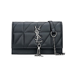 baratos Bolsas-Mulheres Corrente PU Bolsa Transversal Côr Sólida Preto