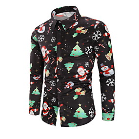 baratos Natal-Homens Camisa Social Desenho Animado Preto