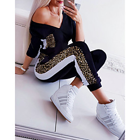 baratos Macacões &amp; Macaquinhos-Mulheres Básico Preto Macacão, Leopardo S M L