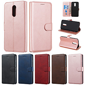baratos LG V30-Capinha Para LG LG V40 / LG V50 / LG V30 Carteira / Porta-Cartão / Com Suporte Capa Proteção Completa Sólido PU Leather