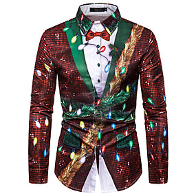 baratos Natal-Homens Camisa Social Gráfico Arco-íris