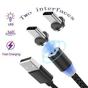 baratos Oneplus 5-Cabo tipo c de 1,0 m (3 pés) trançado / magnético / adaptador de cabo USB não tecido de carga rápida para samsung / huawei / xiaomi