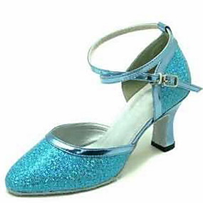 baratos Sapatos de Dança-Mulheres Sapatos de Dança Couro Ecológico Sapatos de Dança Moderna Salto Salto Cubano Cinzento Prateado / Roxo / Dourado