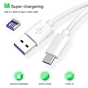 baratos Oneplus 6-Cabo tipo-c 1,0 m (3 pés) de carga rápida pvc (cloreto de polivinil) / abs + pc adaptador de cabo usb para samsung / huawei / xiaomi