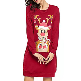 baratos Festival Dresses-Mulheres Festa Elegante Reto Vestido - Estampado, Animal Acima do Joelho