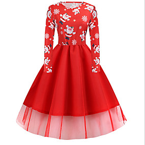 baratos Festival Dresses-Mulheres Tamanhos Grandes Festa Básico Evasê Vestido - Estampado, Geométrica Altura dos Joelhos