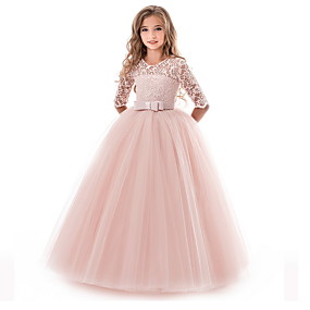baratos Ano Novo 2020-flor meninas meninas princesa meninas apliques de renda vestido de festa de casamento de aniversário princesa vestidos de baile