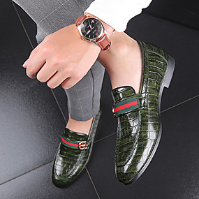 baratos Sapatos Masculinos-Homens Sapatos de vestir Primavera / Verão / Outono Negócio / Casual Diário Ao ar livre Escritório e Carreira Mocassins e Slip-Ons Caminhada Couro Ecológico Use prova Vermelho / Verde / Preto