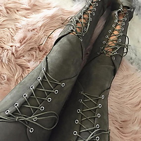 baratos Roupa de Mulher-Mulheres Punk / Moda de Rua Delgado Delgado Calças - Sólido Cordões Preto Verde Tropa Cinzento S M L