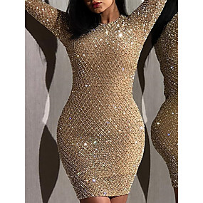 baratos Vestidos de Festa-Mulheres Evasê Vestido Sólido Acima do Joelho