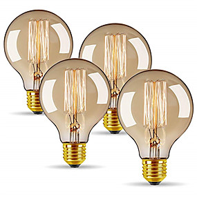 baratos Lâmpadas Incandescentes-4pçs 40 W E26 / E27 G80 Branco Quente 2300 k Retro / Regulável / Decorativa Incandescente Vintage Edison Light Bulb 220-240 V