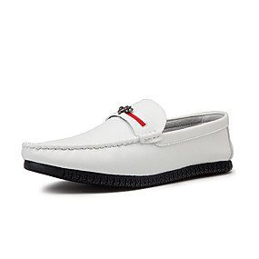 baratos Sapatos Masculinos-Homens Mocassim Couro Ecológico Outono Mocassins e Slip-Ons Preto / Branco