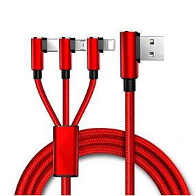 baratos Huawei Y9 2019-micro USB / Iluminação / Tipo-C Cabo 1.2m (4Ft) Entrançado / 1 a 3 / Chapeado Dourado Alumínio / Náilon Adaptador de cabo USB Para Samsung / Huawei / Lenovo
