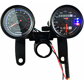 baratos Peças para Motos e Quadriciclos-12 v motocicleta scooter preto led odômetro velocímetro medidor e 13000 rpm tacômetro com suporte