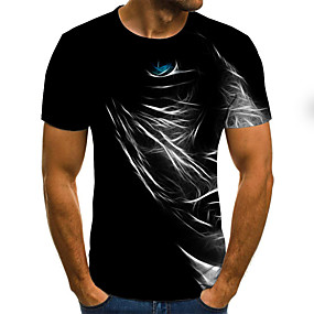 baratos Camiseta de Homen-Homens Abstrato Gráfico Estampado Delgado Camiseta Diário Decote Redondo Preto / Verão / Manga Curta
