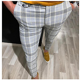 baratos Sapatos Femininos-Homens Básico Social Calças - Listrado Amarelo Vermelho Cinzento US36 / UK36 / EU44 US38 / UK38 / EU46 US40 / UK40 / EU48