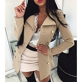 baratos Blazeres &amp; Jaquetas Femininas-Mulheres Terno Lapela Pontuda Poliéster Preto / Rosa / Laranja