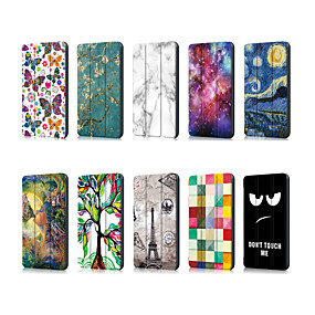 baratos Huawei Tablets Case-Capinha Para Huawei MediaPad Huawei Mediapad T5 10 / Huawei Mediapad M5 Lite 10 Origami Capa Proteção Completa Cenário / Desenho Animado PU Leather