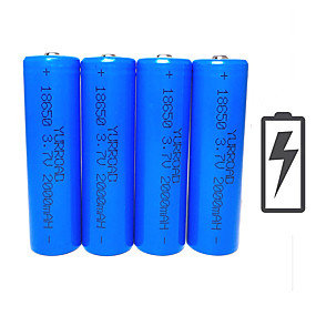 baratos Lanternas &amp; Luminárias-Li-Ion 18650.0 Bateria 2000 mAh 4pçs 3.7 V Recarregável Tamanho Compacto Emergência para Exterior Lanterna Bike Light Acampar e Caminhar Caça Pesca Azul / Ciclismo / Moto