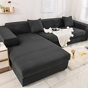 baratos Têxteis Para a Casa-capa de sofá esticar capa de sofá barata 1 peça cinza macio durável slipcovers spandex tecido jacquard lavável protetor de móveis poltrona loveseat l-shape