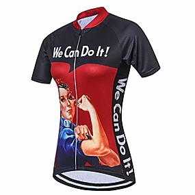 abordables Accesorios para Deporte y Ocio-21Grams Mujer Manga Corta Maillot de Ciclismo 100% Poliéster Negro / Rojo Geométrico Bicicleta Camiseta / Maillot Top Ciclismo de Montaña Ciclismo de Pista Resistente a los rayos UV Transpirable