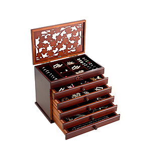 baratos Caixa de jóias e exibição-Quadrada Caixa de jóias - De madeira Branco, Marrom 30.6 cm 20.6 cm 24.7 cm / Mulheres