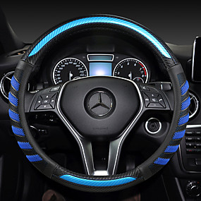 billige Rattet dækker-mode bil rattet dækker læder 38 cm åndbar antiskli til benz fire sæsoner auto tilbehør
