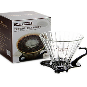 baratos Café e Chá-Mão café moído filtro de vidro espessado gotejamento tipo gotejamento funil doméstico tempo filtro copo 12x10 cm