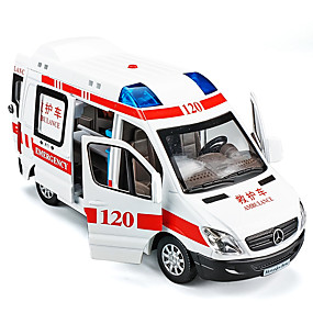 baratos Artigos para Lazer-01:32 Carros de Brinquedo Modelo de Automóvel Ambulância Música e luz Carrinhos de Fricção Liga de Metal Veículos mini carros brinquedos para lembrancinhas ou presente de aniversário para crianças 1