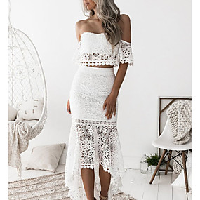 baratos Conjuntos Femininos-Mulheres Delgado Conjunto Sólido Saia