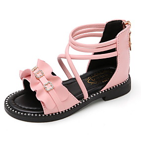 baratos Sapatos de Criança-Para Meninas Conforto / Dia da Criança Microfibra Sandálias Little Kids (4-7 anos) Branco / Preto / Rosa claro Verão