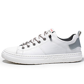 baratos Sapatos Masculinos-Homens Outono / Primavera Verão Diário Ao ar livre Tênis Corrida / Caminhada Couro Ecológico Respirável Não escorregar Use prova Branco / Preto / Cinzento