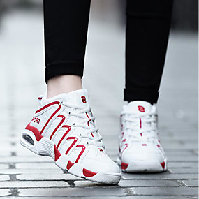 baratos Sapatos Femininos-Mulheres Tênis Outono &amp; inverno Sem Salto Ponta Redonda Diário Lona Branco / Preto / Vermelho